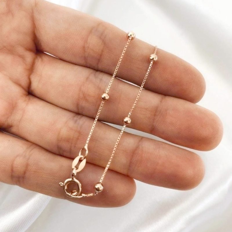 Cadena de plata 925 Rose - Eslabón veneciana con bolitas