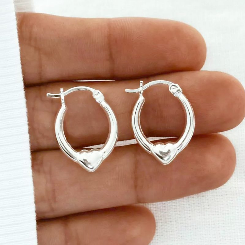 Aro Liso de plata 925 - Corazones Cierre Italiano