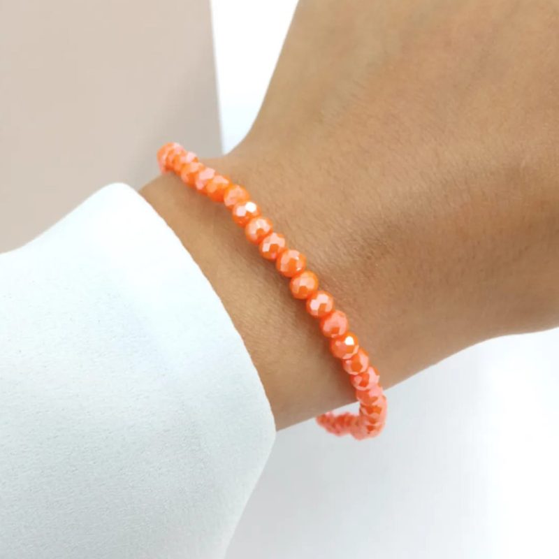 Pulsera elastizada de cristal de roca naranja claro