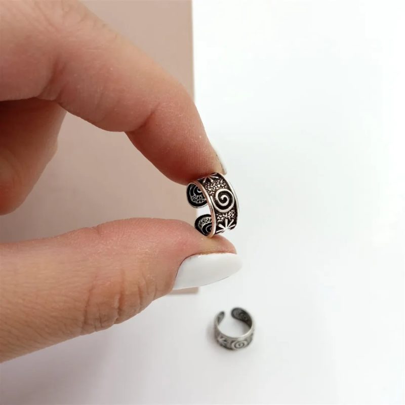 CUFF ENVEJECIDO ASTERISCO Y ESPIRAL -PLATA 925