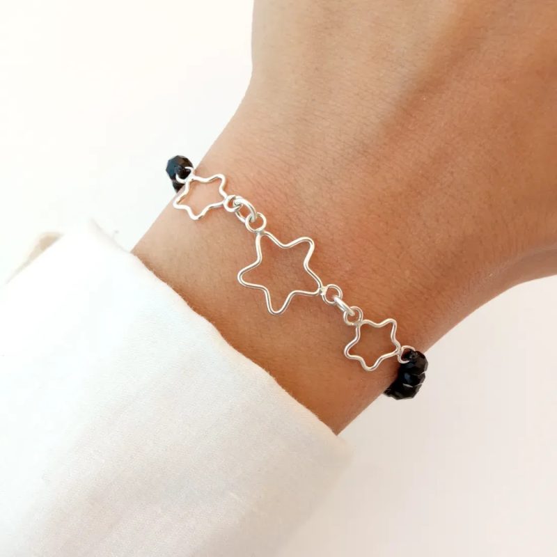 PULSERA REGULABLE DE HILO NEGRO CON CRISTAL DONA NEGRO