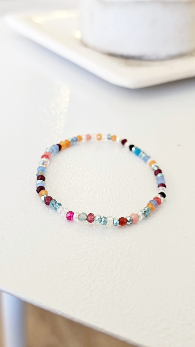PULSERA ELASTIZADA CRISTALES MULTICOLOR
